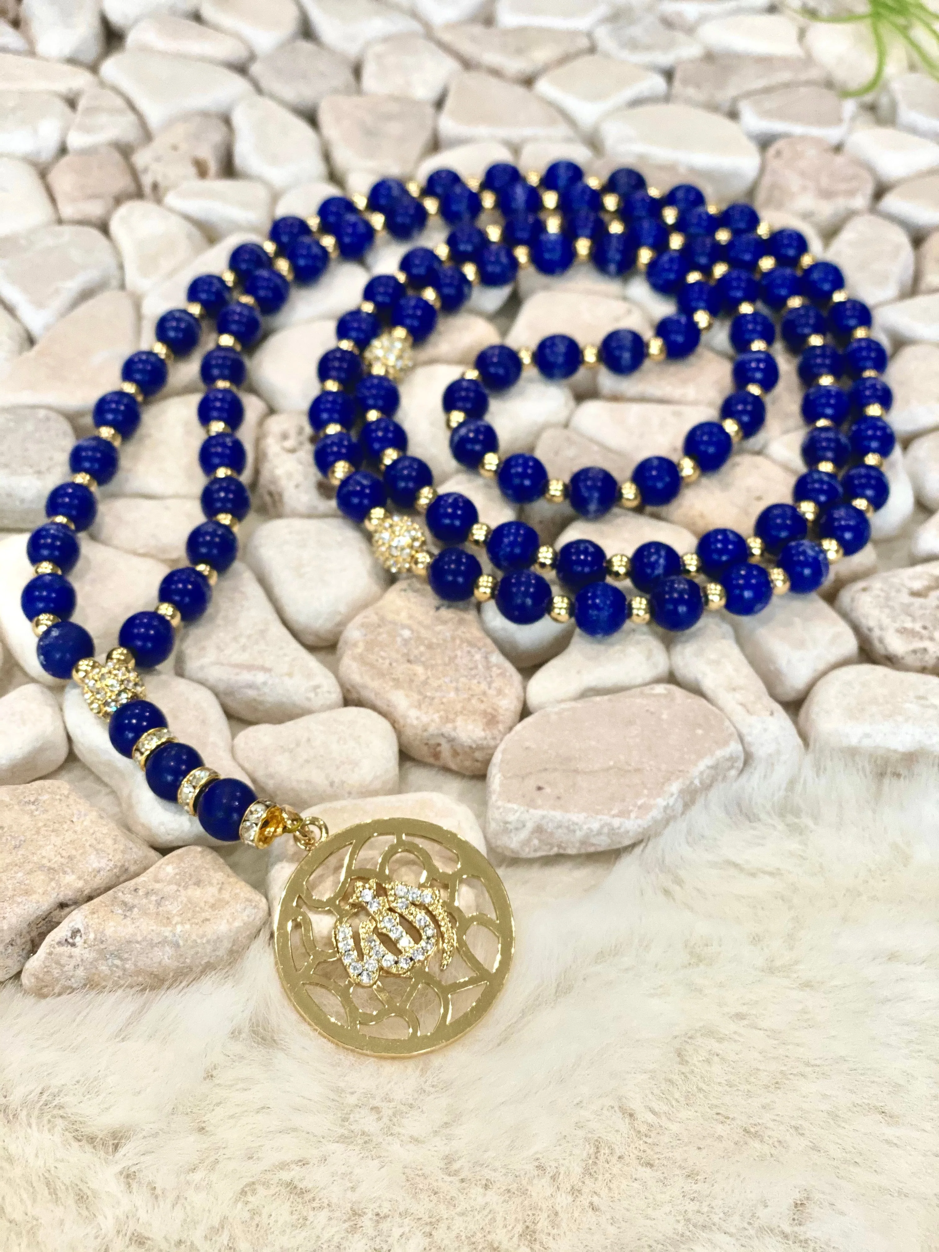 99 Beads Tasbih Misbaha with 24K gold plated Allah Pendant with Gift Box - Image 3