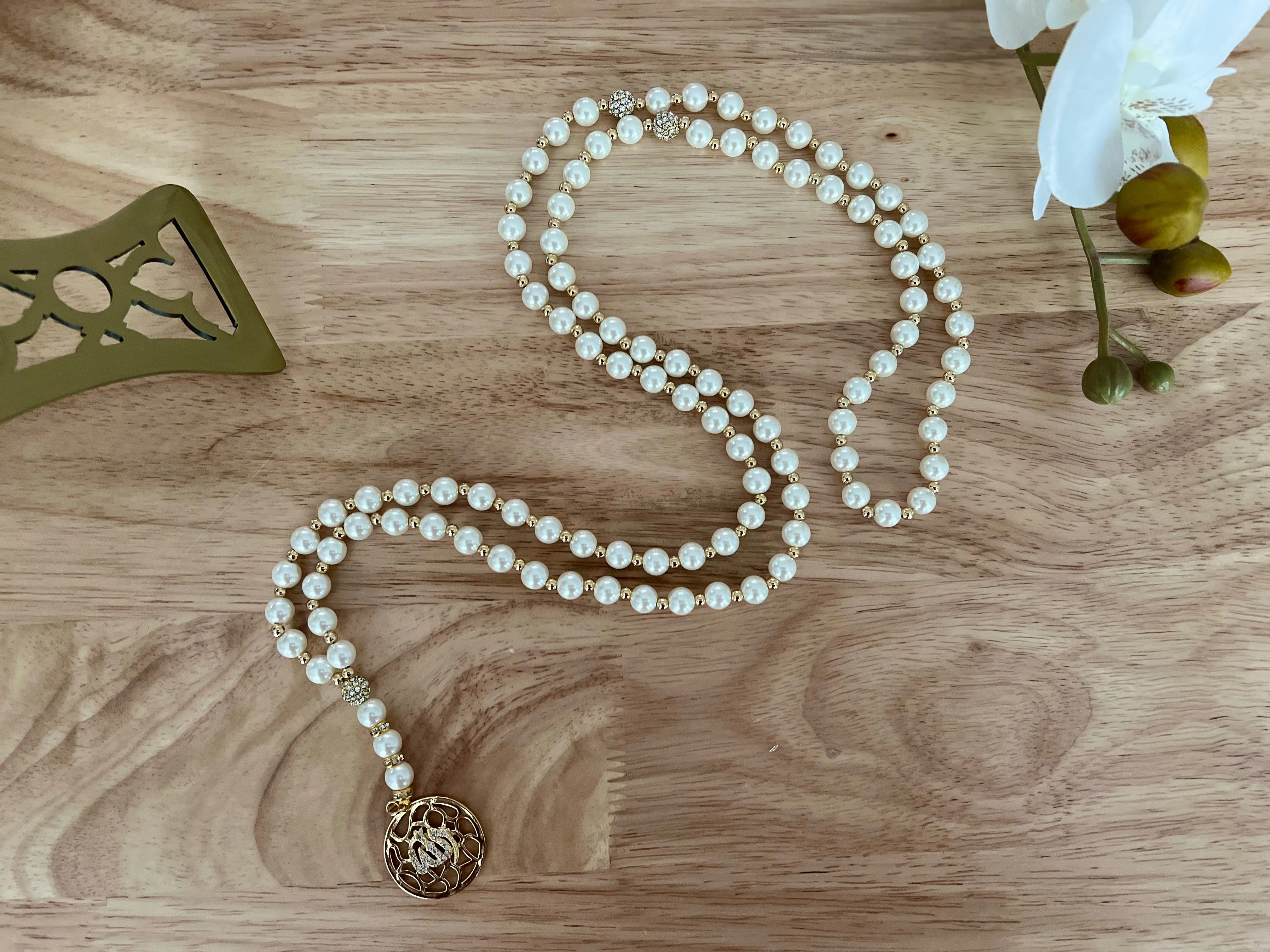 99 Beads Tasbih Misbaha with 24K gold plated Allah Pendant with Gift Box - Image 6