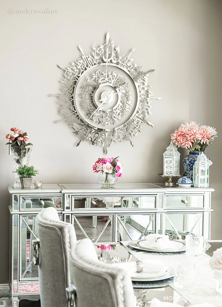 Ayat Al Kursi Clock in Stainless Steel. - Image 4