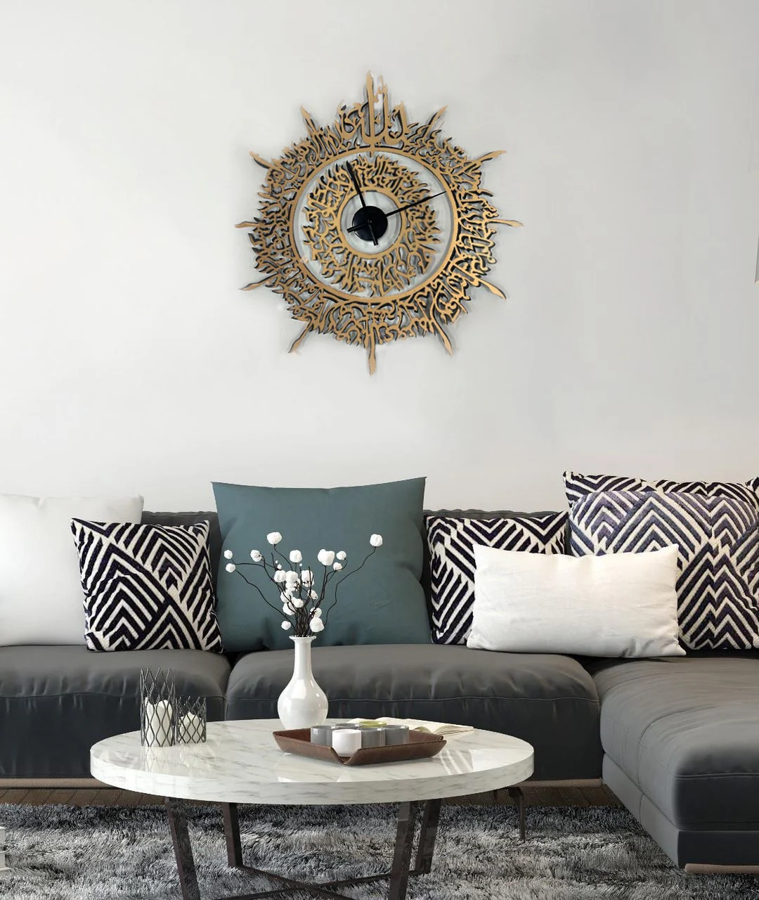 Ayat Al Kursi Clock in Stainless Steel. - Image 8