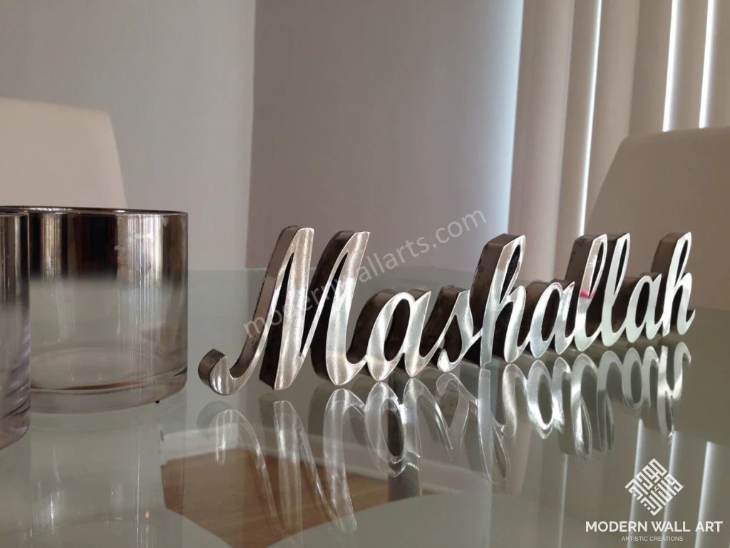 Stainless Steel English 3D Mashallah Table Decor - Image 4